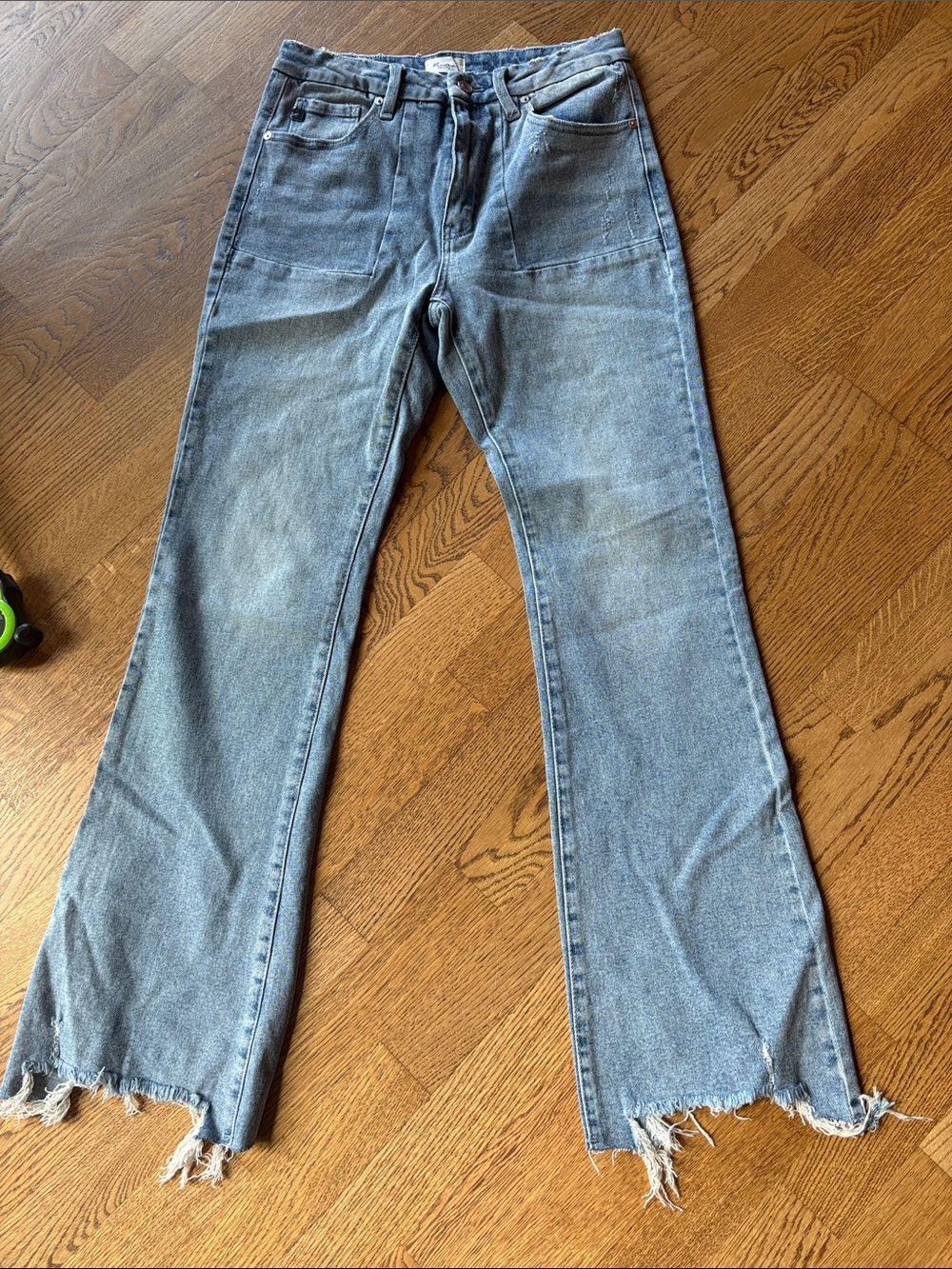 KanCan Light Blue Frayed-Hem Wide Leg Jeans